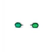 White gold earrings with diamonds 0.03 ct and emeralds 2.30 ct