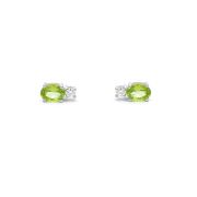 White gold earrings with diamonds 0.14 ct and peridote 1.50 ct