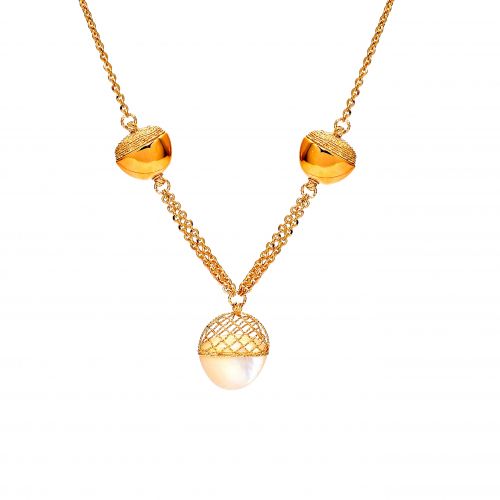 Naszyjnik z 14-karatowego żółtego złota z masą perłową
