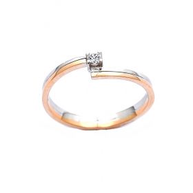 Pierścionek zaręczynowy z 14-karatowego różowego i białego złota z diamentami  0.05 ct.