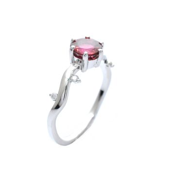 White gold ring with diamonds 0.04 ct and tourmaline 0.88 ct