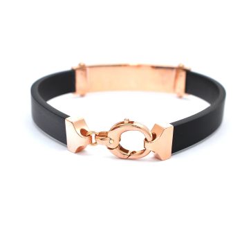 Rose gold bracelet with silicone and onyx