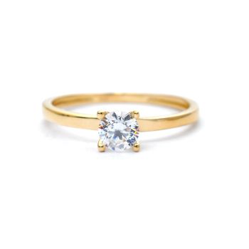 Yellow and white gold ring with zircons
