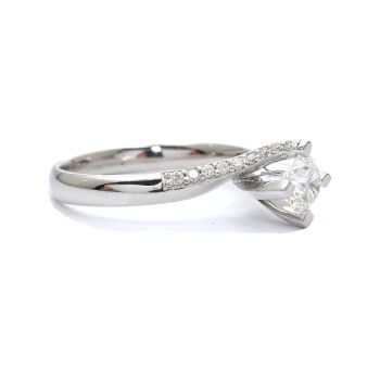 Годежен пръстен от 18К бяло злато с диамант 0.60ct