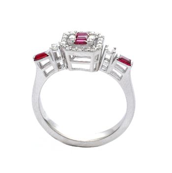 White gold ring with diamond 0.20 ct and ruby 0.24 ct