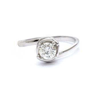 Годежен пръстен от 14К бяло злато с диамант 0.42 ct