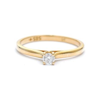 Годежен пръстен от 14K жълто злато с диамант 0.13 ct