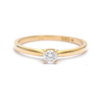 Годежен пръстен от 14K жълто злато с диамант 0.15 ct