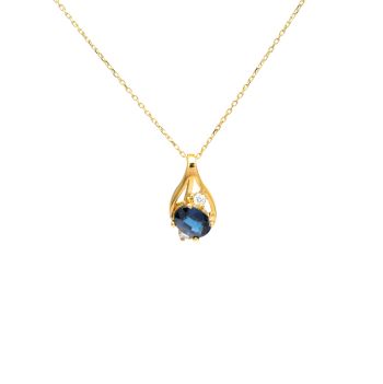 Yellow gold necklace with diamonds 0.07 ct and emeralds 1.10 ct