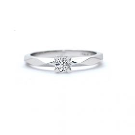 Годежен пръстен от 14K бяло злато с диамант 0.07 ct