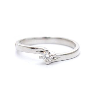 Годежен пръстен от 14К бяло злато с диамант 0.15 ct
