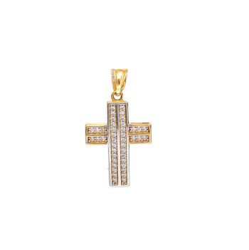 Yellow and white cross with zircons