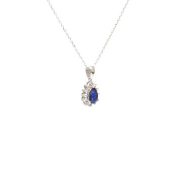 White gold necklace with diamonds 0.08 ct and sapphyre 0.48 ct