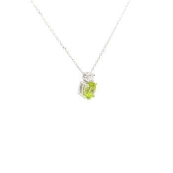 White gold necklace with diamonds 0.08 ct and peridote 0.75 ct