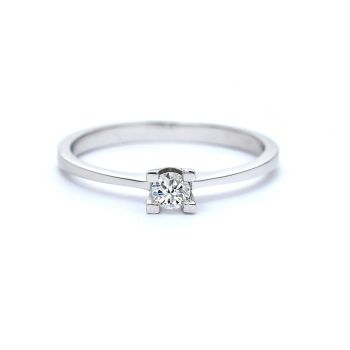 Годежен пръстен от бяло злато с диамант 0.06  ct