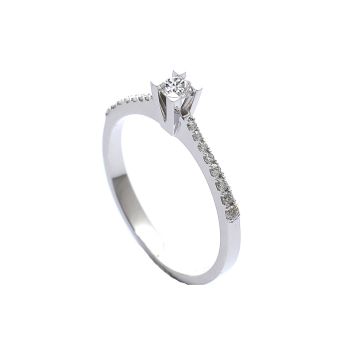 Годежен пръстен от бяло злато с диаманти 0.17 ct