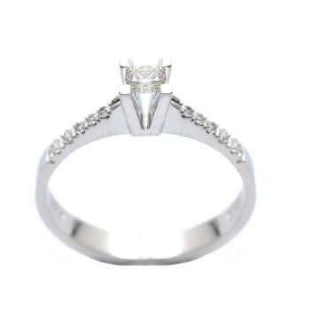 Годежен пръстен от бяло злато с диаманти 0.25 ct