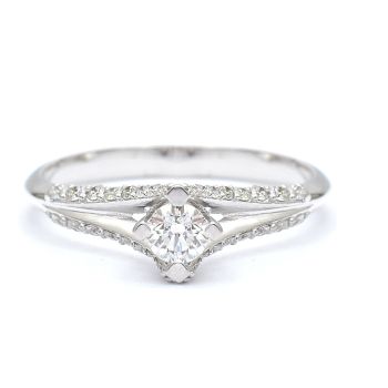 Годежен пръстен от бяло злато с диаманти 0.60 ct