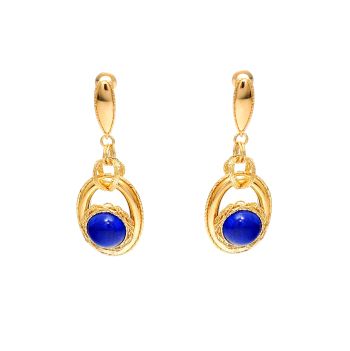 Yellow gold earrings with lapis