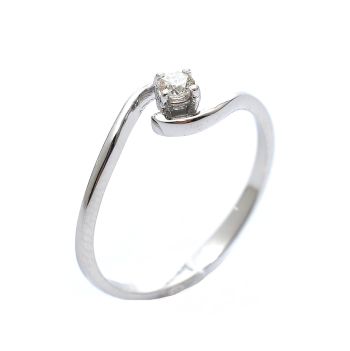 Годежен пръстен от 14K бяло злато с диамант 0.12 ct