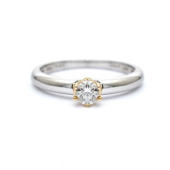 Годежен пръстен от бяло и жълто злато с диаманти 0.23 ct
