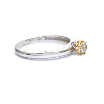 White and yellow gold engagement ring with diamond 0.23 ct