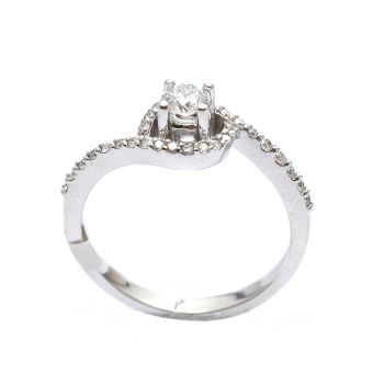 Годежен пръстен от бяло злато с диаманти 0.38 ct