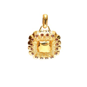 Медальон от 14К жълто злато с опушен кварц