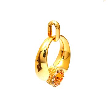 Yellow gold pendant with smoky quartz,zircons and yellow topaz