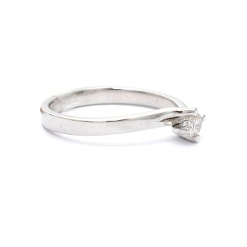 Годежен пръстен от 14К бяло злато с диамант 0.19 ct