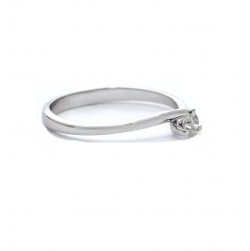 Годежен пръстен от 14K бяло злато с диамант 0.09 ct