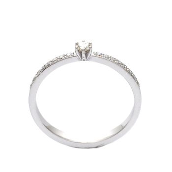 Годежен пръстен от 14К бяло злато с диаманти 0.24 ct