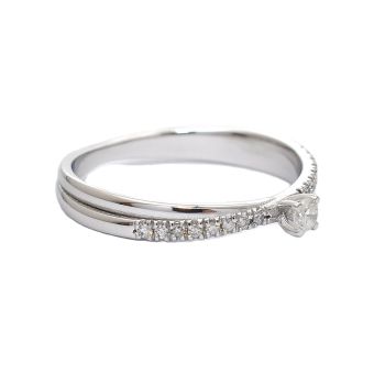 Годежен пръстен от 14К бяло злато с диаманти 0.21 ct