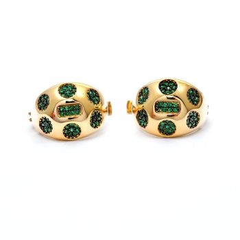 Yellow gold earrings with green agate